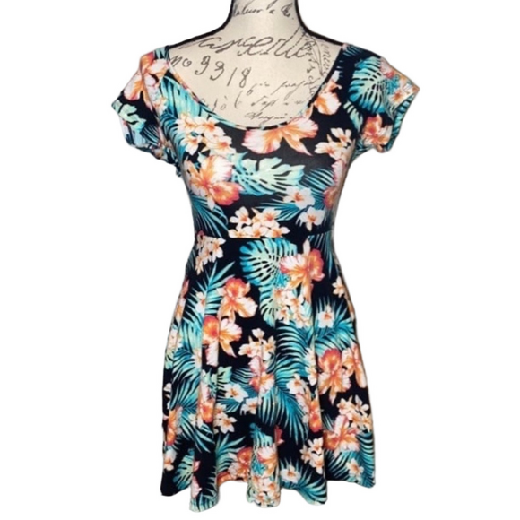 Vintage Victoria’s Secret PINK Tropical Mini Dress XS Blue Floral - Picture 2 of 4